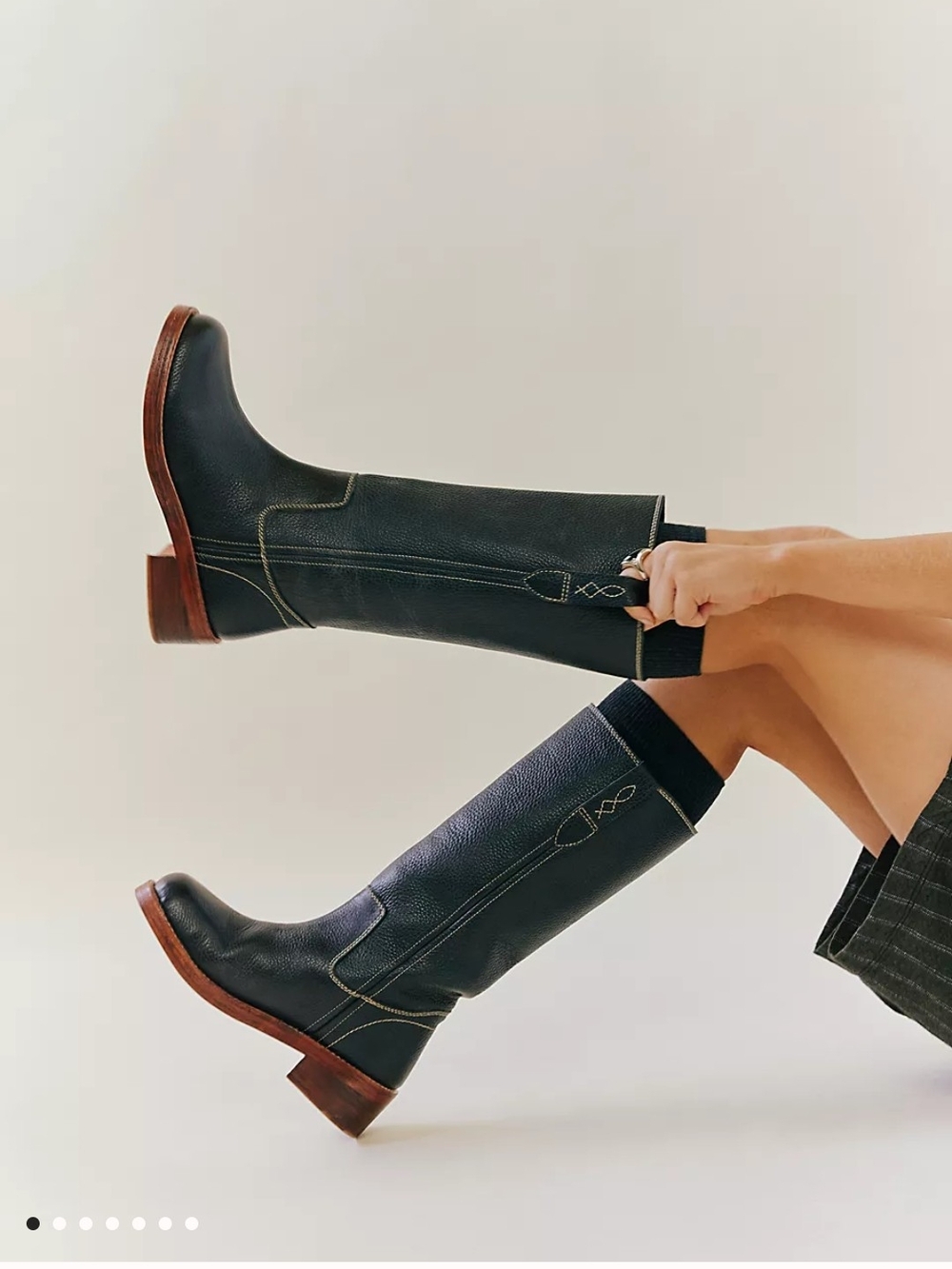 Free People Black Over-the-Knee Leather Riding Boots